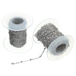 Stainless Steel Chain Roll Manufacturer - 100meters/roll 2mm Chain 3mm Bead Non Tarnish Gold Plated for Bracelet Necklace Jewelry Making