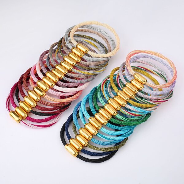 Stainless Steel Clasp Manufacturer - New Designs Fashion Jewelry Handmade Colorful Ropes Bracelet Women Bangle for Morocco Market