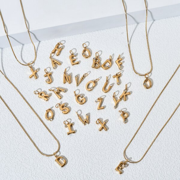 Stainless Steel Snake Chain Necklace Manufacturer - Custom Letters Charm Choker Non Tarnish Bamboo Initial Alphabet Pendant Jewelry for Gifts