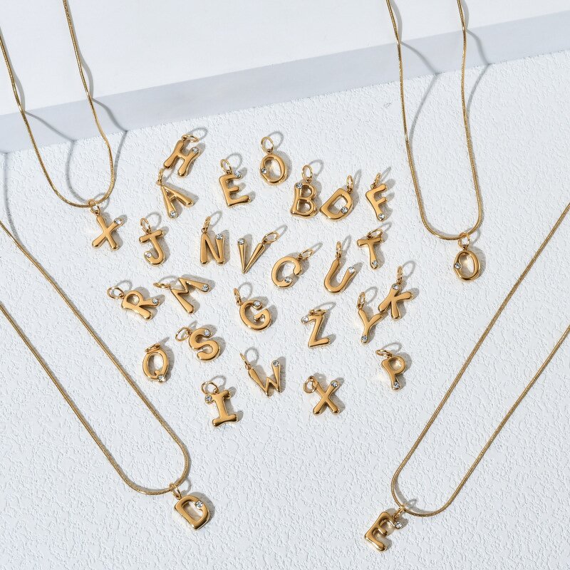 Stainless Steel Snake Chain Necklace Manufacturer - Custom Letters Charm Choker Non Tarnish Bamboo Initial Alphabet Pendant Jewelry for Gifts
