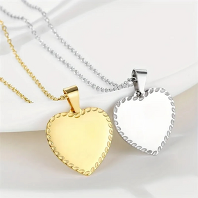 Stainless Steel Heart Necklace Manufacturer - New Design Cross-border Personalized with Bamboo Chain Vintage Style Custom Blank Pendant