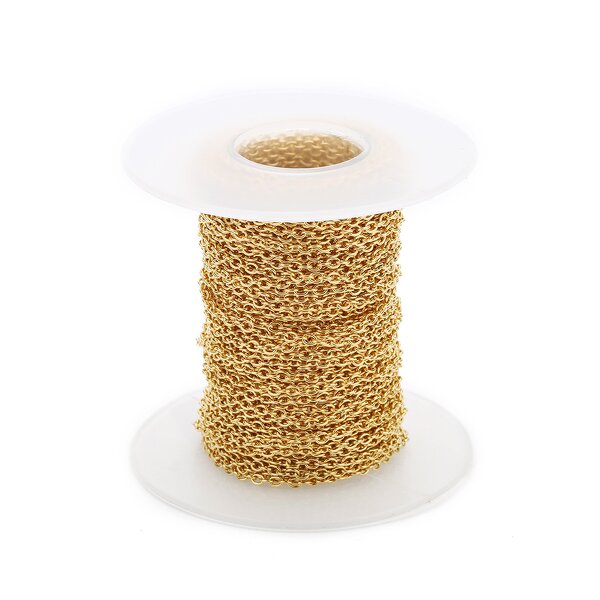 Stainless Steel Curb Chain Manufacturer - 100meters/roll 1.5mm Wide Waterproof Hot Sale Real 18K Gold PVD for DIY Jewelry Making