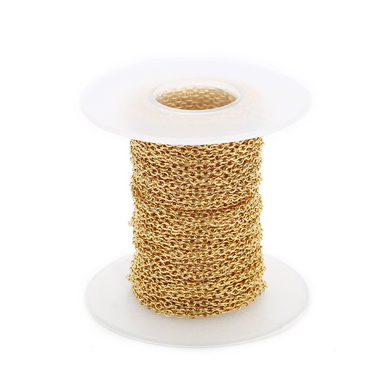 Stainless Steel Curb Chain Manufacturer - 100meters/roll 1.5mm Wide Waterproof Hot Sale Real 18K Gold PVD for DIY Jewelry Making