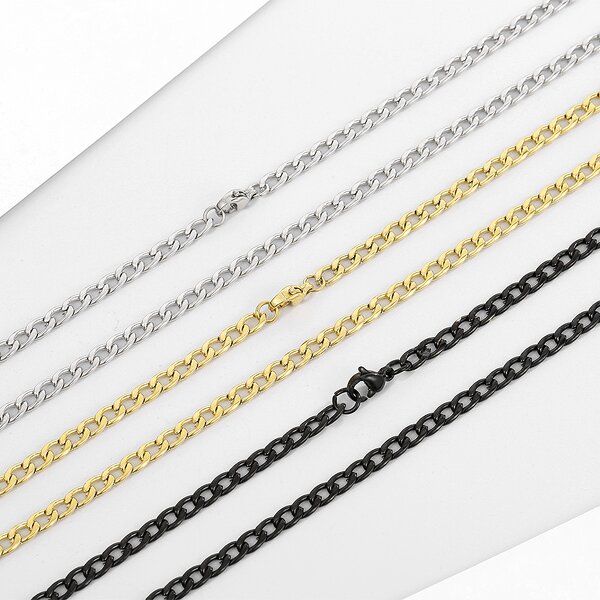 Stainless Steel Cuban Link Chain Manufacturer - Fashion Jewelry 18k Gold Wholesale Diy Making Europe Popular Bracelets Necklace Set Men NK1:1