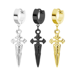 Stainless Steel Ear Clips Manufacturer - European American Style Women's Fashion Dangle Earrings Sword Electroplated Pendant Punk Style Jewelry