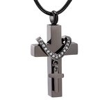 Stainless Steel Cross-Shaped Urn Necklace Manufacturer - Personalized Blank Simple Fashion Cremation Jewelry Lover Pet Cross Pendant