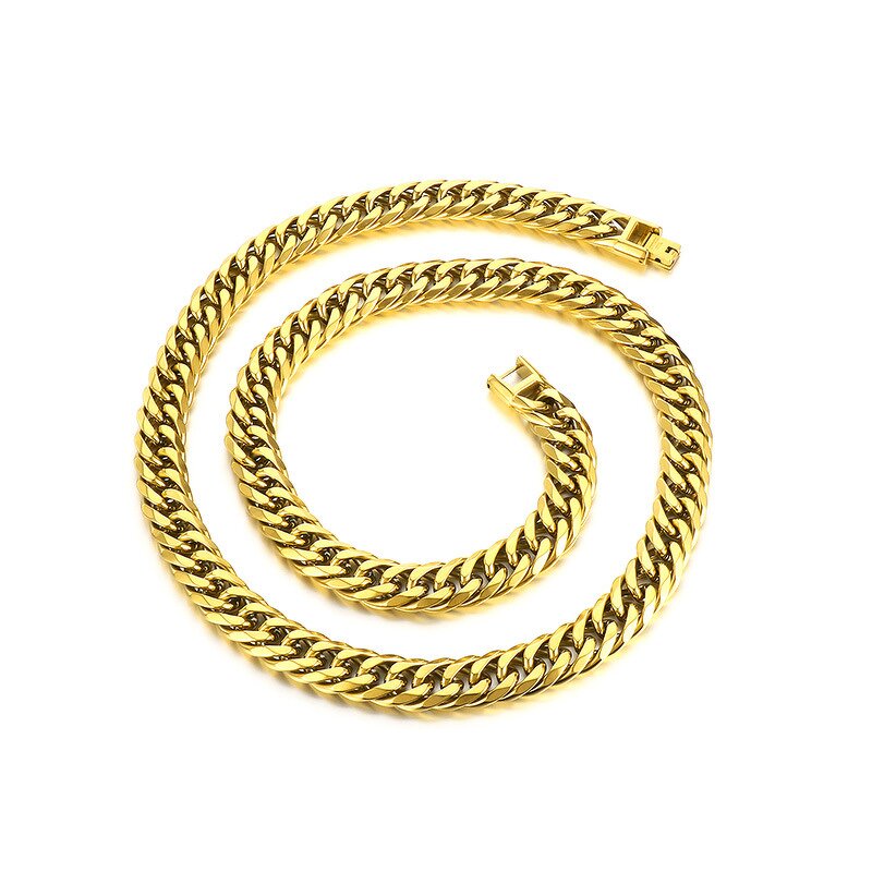 Stainless Steel Chain Set Manufacturer - Linsa Luxury 12mm Men's Bracelet and Necklace Colorful Designer Fine Chains for Men's Jewelry