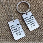 Stainless Steel Dog Tags Keychain Manufacturer - Customized Activities Christian Jewelry Cross with God Religious Engraved Bible Jewelry