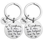 Stainless Steel Key Chains Manufacturer - Online 316L Metal Dad Mom Parents Present 25mm Key Ring with 2 Round Charms Souvenir Gifts