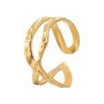 Stainless Steel Adjustable Ring Manufacturer - Cheap Open Popular 18k Gold Silver Plating Twisted Rope Sea Waves Pinky for Women Men