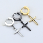 Stainless Steel Earrings Manufacturer - Best Seller for Men Simple Personality Punk Style Cross Jewelry Manufacturer Direct Accessories