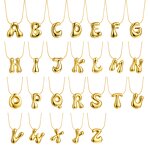 Stainless Steel Initial Letter Pendant Necklace Manufacturer - Women's Cute Style Tiny Bubble Gold Plated Puffy Fashion Jewelry