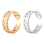 Stainless Steel Adjustable Ring Manufacturer - Cheap Jewelry for Women 18k Gold Plated Link Chain Geometric Twisted Wide Band Open