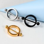 Stainless Steel Nipple Shield Manufacturer - Piercing Nipple Rings Round Gold&Black&Silver Industrial Barbell Rings for Nipple Piercing Jewelry