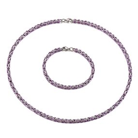 Stainless Steel Byzantine Chain Manufacturer - Linsa Jewelry Luxury 4mm Bracelet Necklace for Men Colorful Designer Titanium