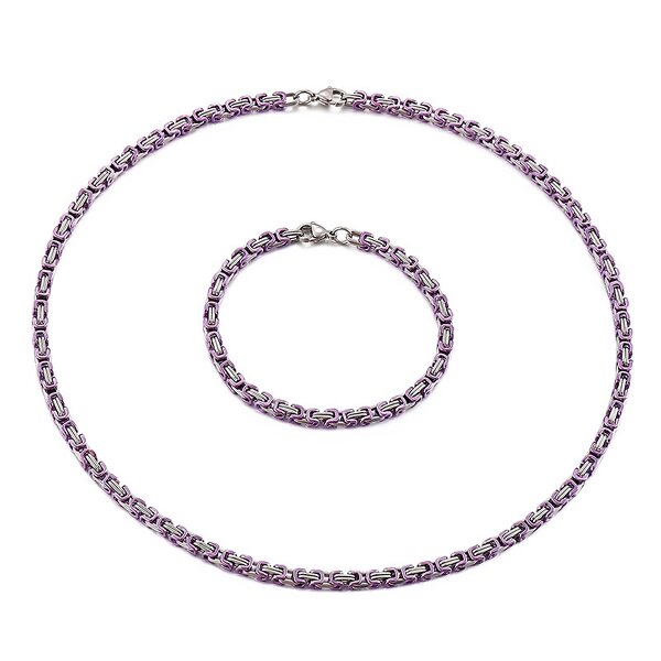 Stainless Steel Byzantine Chain Manufacturer - Linsa Jewelry Luxury 4mm Bracelet Necklace for Men Colorful Designer Titanium