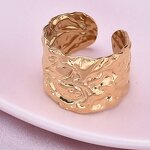 Stainless Steel Wide Ring Manufacturer - Geometric Liquid Wrinkles Exaggerated Concave Convex Pattern Couples Trendy Waterproof Jewelry