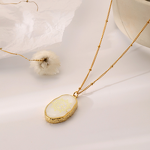 Stainless Steel Gold Necklace Manufacturer - European American Style DIY Handmade Jewelry New Niche Sense Personality Irregular Oval Resin