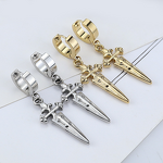 Stainless Steel Ear Clips Manufacturer - European American Style Women's Fashion Dangle Earrings Sword Electroplated Pendant Punk Style Jewelry