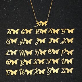 Stainless Steel Butterfly Necklace Manufacturer - Hot Selling 26-Character One Set Fashion Pendants & Charms with Alphabet Jewelry