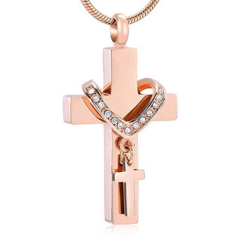 Stainless Steel Cross-Shaped Urn Necklace Manufacturer - Personalized Blank Simple Fashion Cremation Jewelry Lover Pet Cross Pendant
