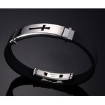 Silicone Cross Bracelet Manufacturer - GJB003 Father's Day Gift Women Men Christian Cross Jewelry Stainless Steel Bangle Rubber for Family