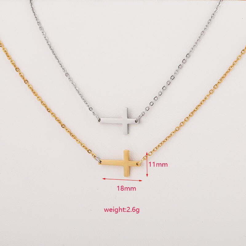 Stainless Steel Cross Pendant Necklace Manufacturer - Cross-border Hot-selling Mirror European American Trendy Unisex Collarbone