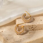 Stainless Steel Pearl Earrings Manufacturer - Linsa Custom Luxury Women's Men 18K Gold Plated C-shape