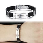 Silicone Cross Bracelet Manufacturer - Top Quality Engravable Religious Jewelry Cuff Bangle Stainless Steel Cuff Rubber for Men