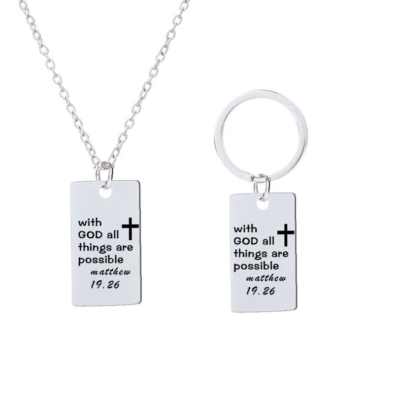 Stainless Steel Dog Tags Keychain Manufacturer - Customized Activities Christian Jewelry Cross with God Religious Engraved Bible Jewelry