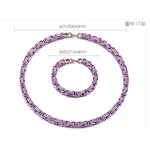 Stainless Steel Byzantine Chain Manufacturer - Linsa Jewelry Luxury 8mm Men Chain Bracelet Necklace for Men Colorful Designer Titanium