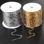 Stainless Steel Cable Chain Necklace Manufacturer - 50meters/Roll 1x4x12mm Non Tarnish Gold Plated Paperclip for DIY Jewelry Making
