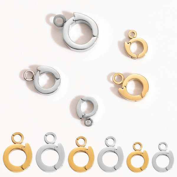 Round Buckle Manufacturer - Linsa High Quality 316 Stainless Steel 18K Gold Plated DIY Handmade Jewelry for Necklace Clasp