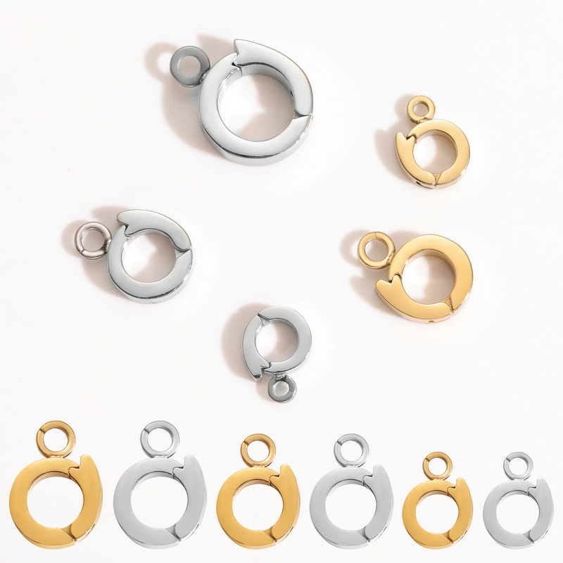 Round Buckle Manufacturer - Linsa High Quality 316 Stainless Steel 18K Gold Plated DIY Handmade Jewelry for Necklace Clasp