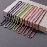 Stainless Steel Byzantine Chain Manufacturer - Linsa Jewelry Luxury 4mm Bracelet Necklace for Men Colorful Designer Titanium