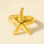 Stainless Steel Exaggerated Ring Manufacturer - Anillo De Acero Inoxidable Irregular Chunky Textured Open Sea Starfish Titanium Steel