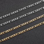 Stainless Steel Chain Manufacturer - 100meters/roll 3mm Wide Non Tarnish Gold Plated NK 3:1 Necklace Waterproof for Bracelet Jewelry Making