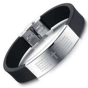 Stainless Steel Silicone Bracelet Manufacturer - Men's Cross Wristband China Suppliers Engraved Mens Thin Customized
