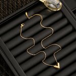 Stainless Steel Jewelry Set Manufacturer - 18k Gold Plated Classic V-Shape Pendant Necklace Earrings and Bracelet