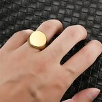 Stainless Steel Smooth Ring Manufacturer - Cross-border Hot Sale Gold Plated European & American Retro Unisex for Anniversary Wholesale