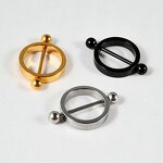 Stainless Steel Nipple Shield Manufacturer - Piercing Nipple Rings Round Gold&Black&Silver Industrial Barbell Rings for Nipple Piercing Jewelry