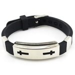Stainless Steel Cross Silicone Bracelet Manufacturer - High Quality Men's Elegant Fine Bangles Jewelry