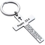 Stainless Steel Cross Keychain Manufacturer - Linsa Jewelry Custom Graduation Gift Personalized Religious Laser Logo for Student Metal