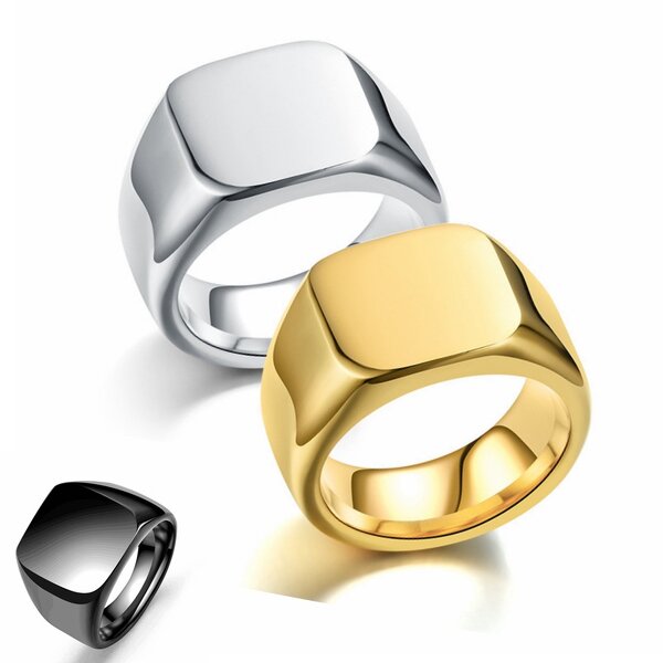 Stainless Steel Blank Ring Manufacturer - Cross-border Accessories European American Personality Men Children's Retro Casting square Trendy