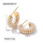 Stainless Steel Pearl Earrings Manufacturer - Linsa Custom Luxury Women's Men 18K Gold Plated C-shape