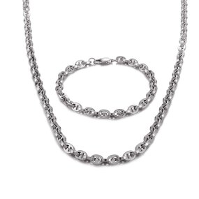 Stainless Steel Jewelry Set Manufacturer - Wholesale Custom Hand Made Trendy High Quality Pig Nose Men Geometric Chain Bracelet Necklace