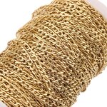 Stainless Steel Chain Manufacturer - 100meters/roll 3mm Wide Non Tarnish Gold Plated NK 3:1 Necklace Waterproof for Bracelet Jewelry Making