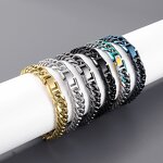 Stainless Steel Chain Set Manufacturer - Linsa Luxury 12mm Men's Bracelet and Necklace Colorful Designer Fine Chains for Men's Jewelry