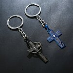 Stainless Steel Cross Keychain Manufacturer - Catholic Religious Orthodox Crucifix Mini Gold Holy Bible Book Religious Jewelry Blue and Black Plated