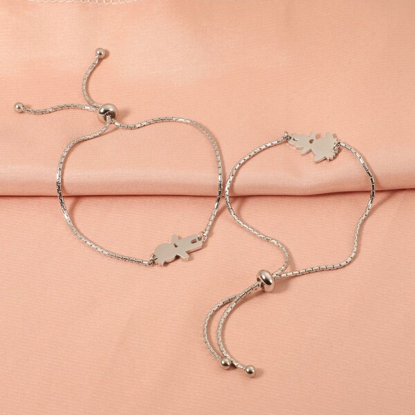 Stainless Steel Bead Charm Bracelet Manufacturer - Cross-border Hot Selling Simple Boys Girls Hollow love Lovers Joker Gold-color Plated